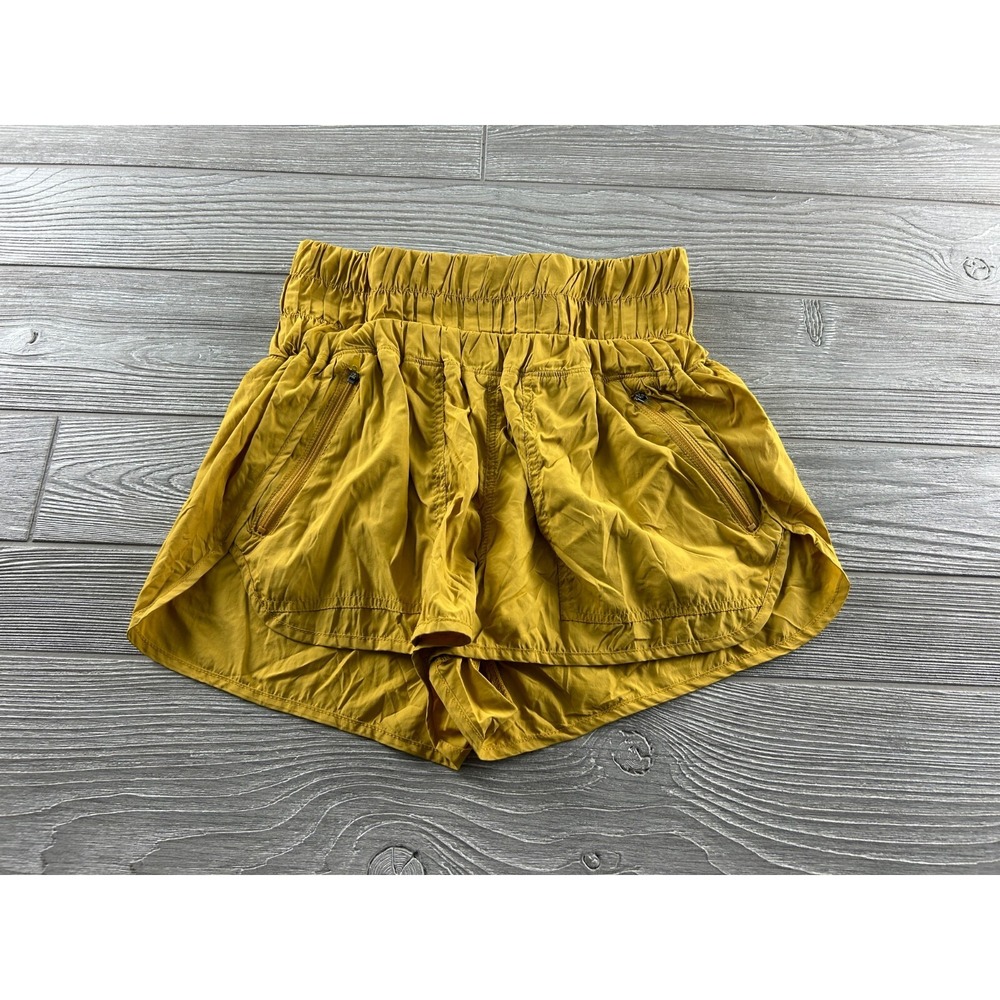 Free People FP Movement The Way Home High Rise Shorts S Mustard Yellow OB1340873